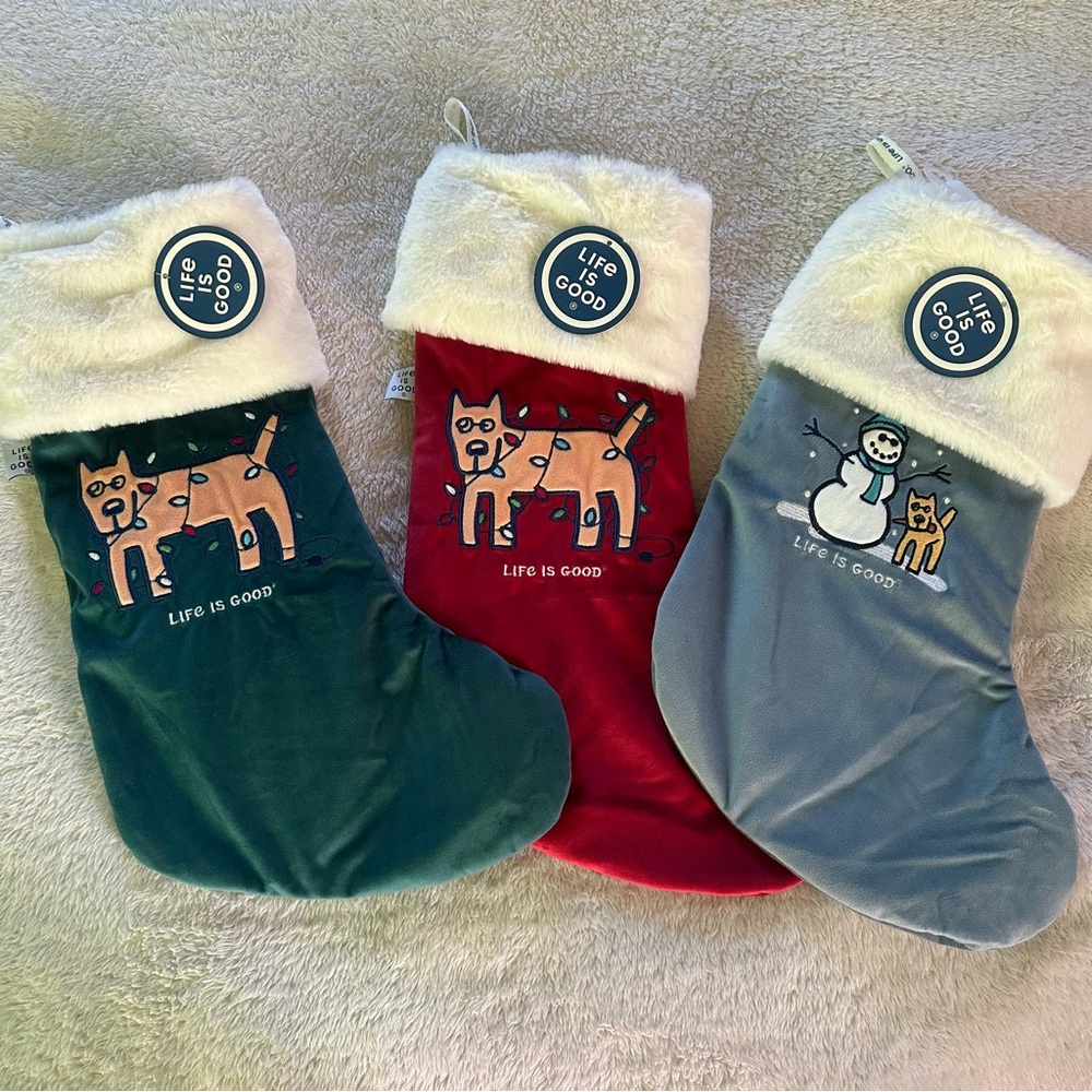 NWT Life is Good Christmas Stocking in RED